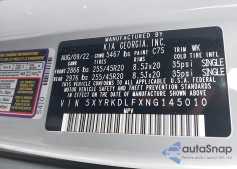 2022 Kia Sorento Sx z USA, uszkodzony, nr VIN 5XYRKDLFXNG145010